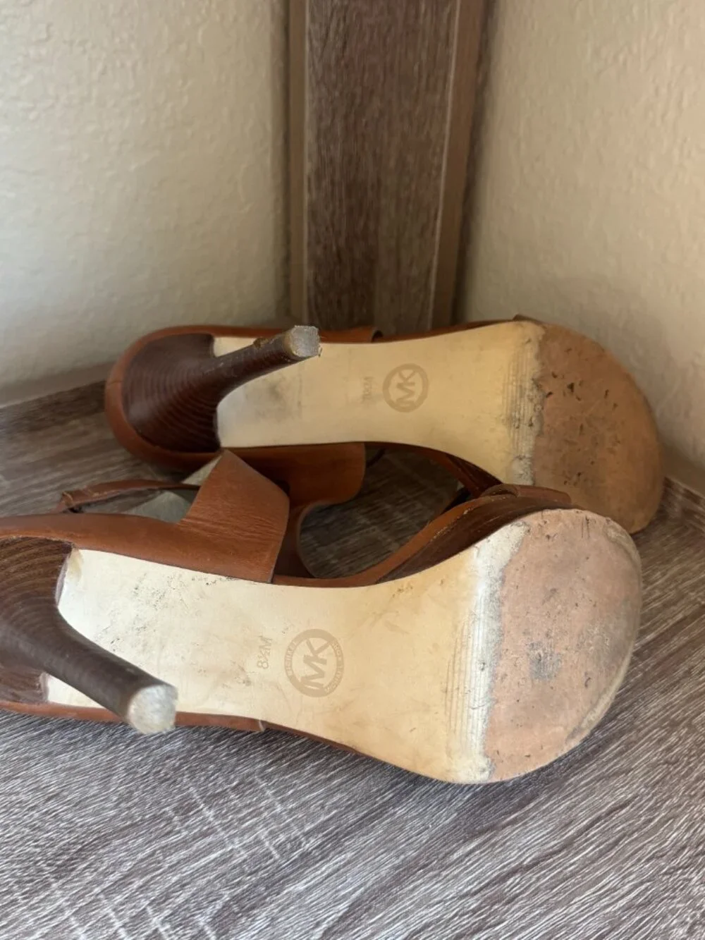 Michael Kors Brown Leather Strappy Stiletto Sandals Heels Size 8.5